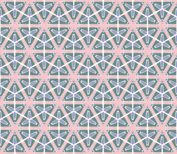 Retro hexagonal green pink flowered pattern — Stock Photo, Image