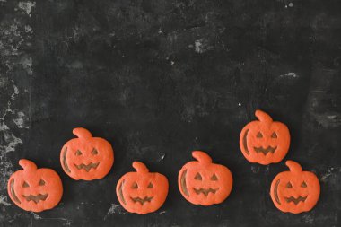 Lezzetli Cadılar Bayramı zencefilli kurabiye. Üst Manzara. Metin için boşluk