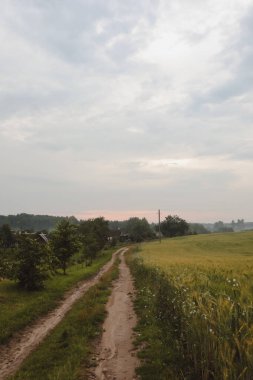 Gün batımında kırsalda manzaralı bir yol.