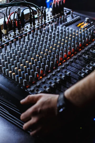 Professionell Ljudstudio Ljudmixer Konsol Ombord Panel Med Inspelning Bleknar Och — Stockfoto