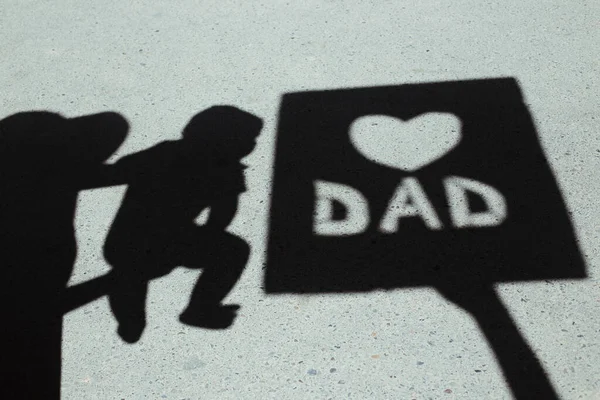 Shadows Sheet Paper Text Father Day Asphalt — Stock Photo, Image