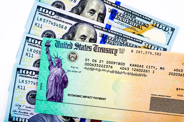 Treasury Government Stimulus Check — Stock Photo, Image