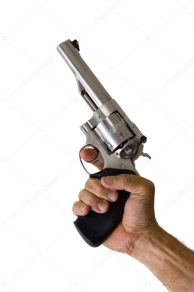 44 Magnum Handgun isolated, stainless steel