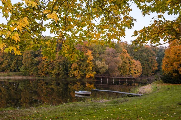 Herbstbaumallee Mit Bunten Blättern Park — Stockfoto