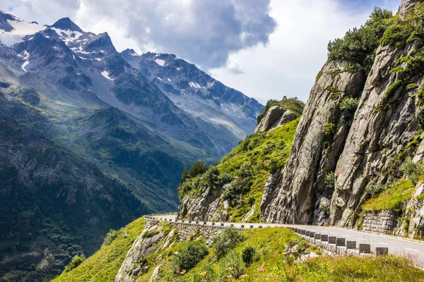 Alta Estrada Montanha Através Passo Susten Nos Alpes Suíços — Fotografia de Stock
