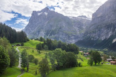 Güneşli bir günde İsviçre 'deki Grindewald Vadisi