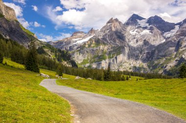 İsviçre 'deki Kandersteg Vadisi ve dağ otlakları 