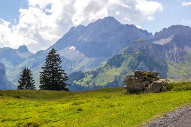 İsviçre 'deki Kandersteg Vadisi ve dağ otlakları 