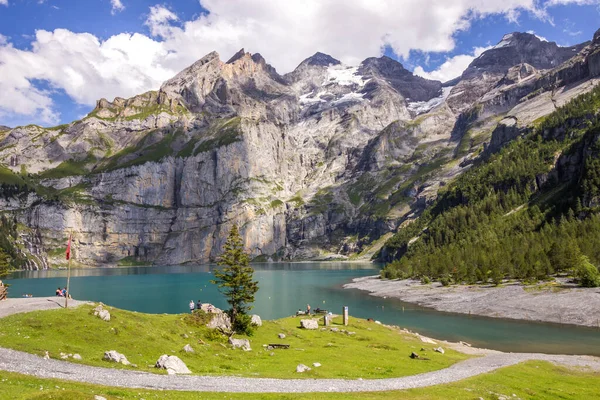 Valle Kandersteg Lago Oeschinen Suiza —  Fotos de Stock