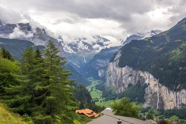 Léto Vesnici Wengen Údolí Lauterbrunnen Švýcarsko — Stock fotografie