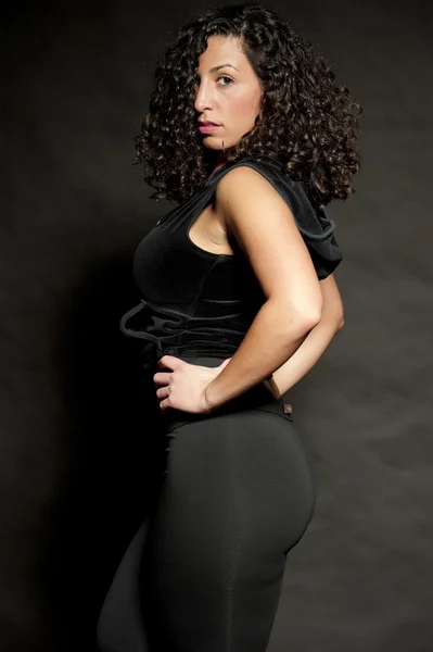 Sexy brunetka czarny — Zdjęcie stockowe