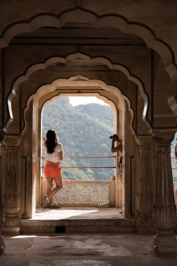 Tourists Inside Amer Fort clipart