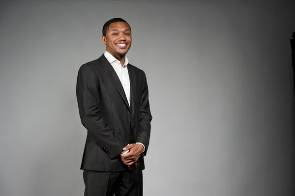 Happy Black Male In A Suit — Stok Foto