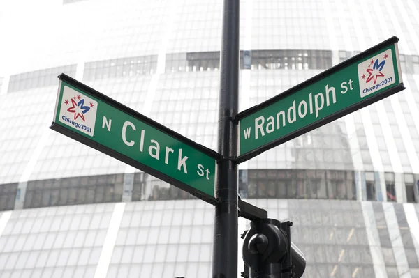 Randolph St i Clark Sign — Zdjęcie stockowe