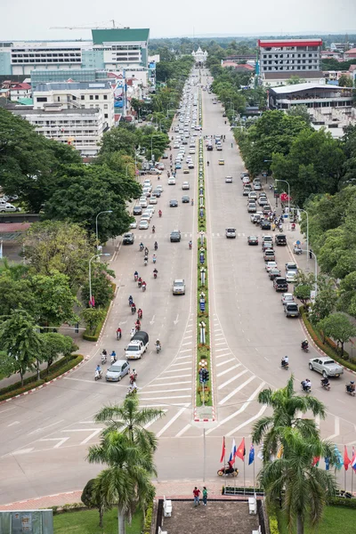 Street View z patuxai wizyty — Zdjęcie stockowe