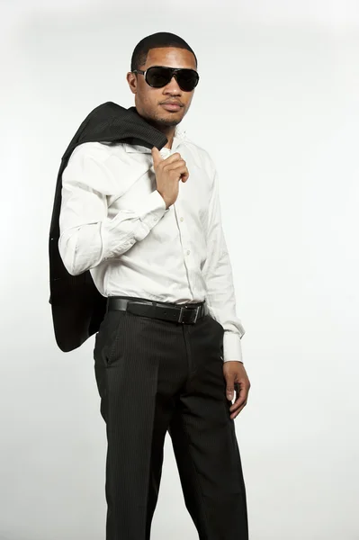 Vážné módní černý muž — Stock fotografie