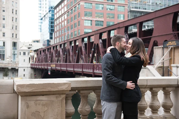 Happy engaged couple outdoors — Stock Photo, Image