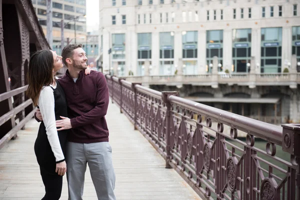 Happy engaged couple outdoors — Stock Photo, Image