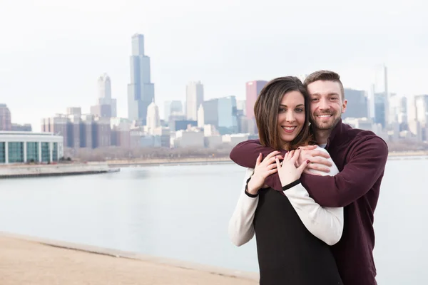 Happy engaged couple outdoors — Stock Photo, Image