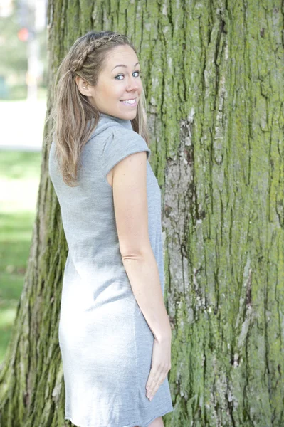 Happy Young Brunette Girl — Stock Photo, Image