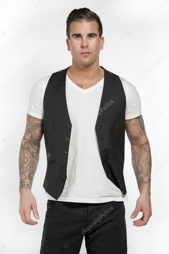 White Attractive Male in Black Vest