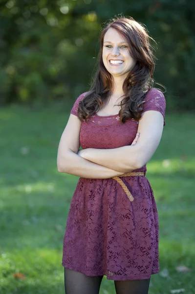 Happy Young Girl Outdoors — Stock Photo, Image