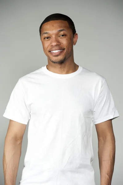 Trendy Happy and Fun Black Male Wearing A White Top — Stock Photo, Image