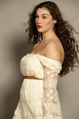 Young Brunette in White