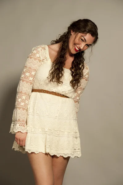 Young Brunette in White