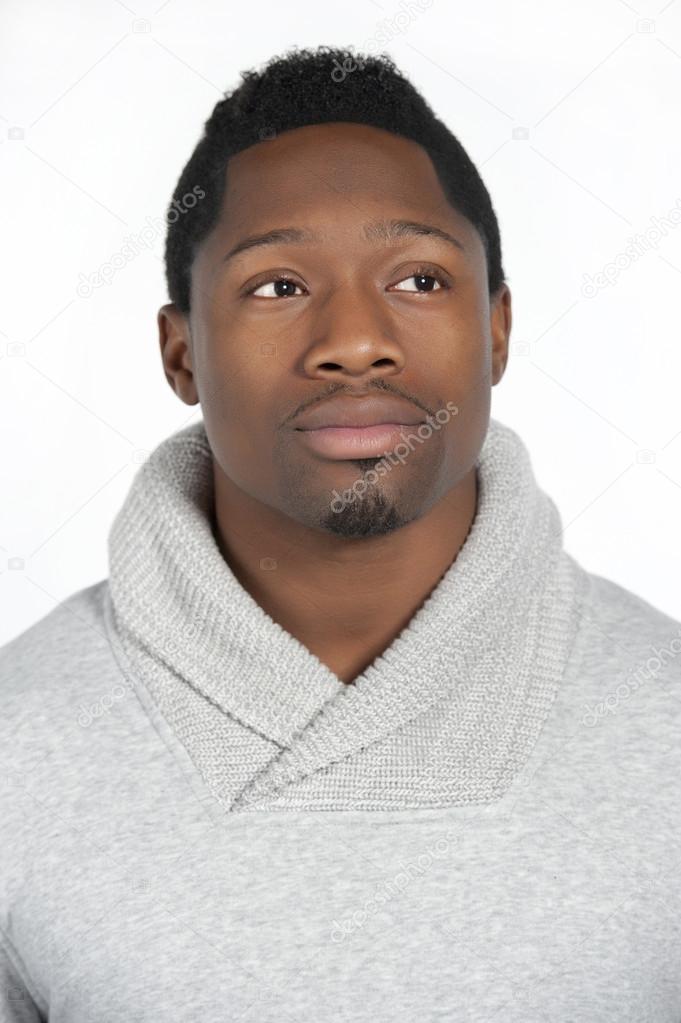 African American Male in Gray Sweater