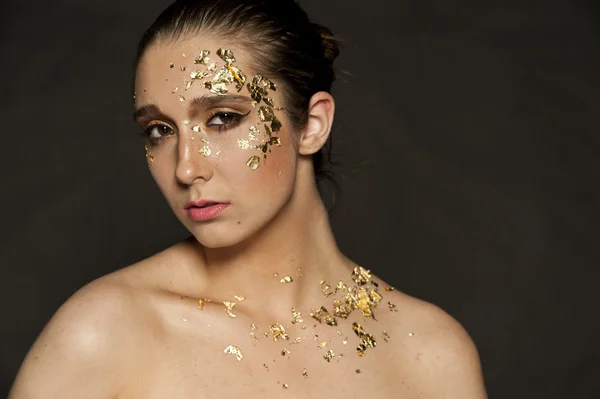 Płatków złota makijaż — Zdjęcie stockowe