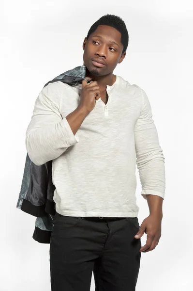 Black Male in Casual Lifestyle Outfit — Stock Photo, Image