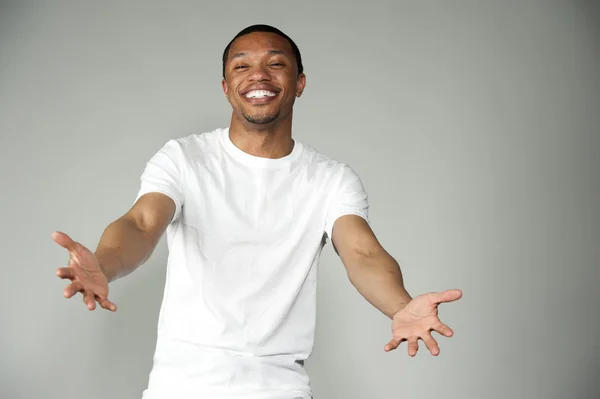 Trendy Happy and Fun Black Male Wearing A White Top — Stock Photo, Image