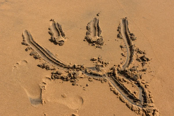 Sand teckningar på stranden — Stockfoto