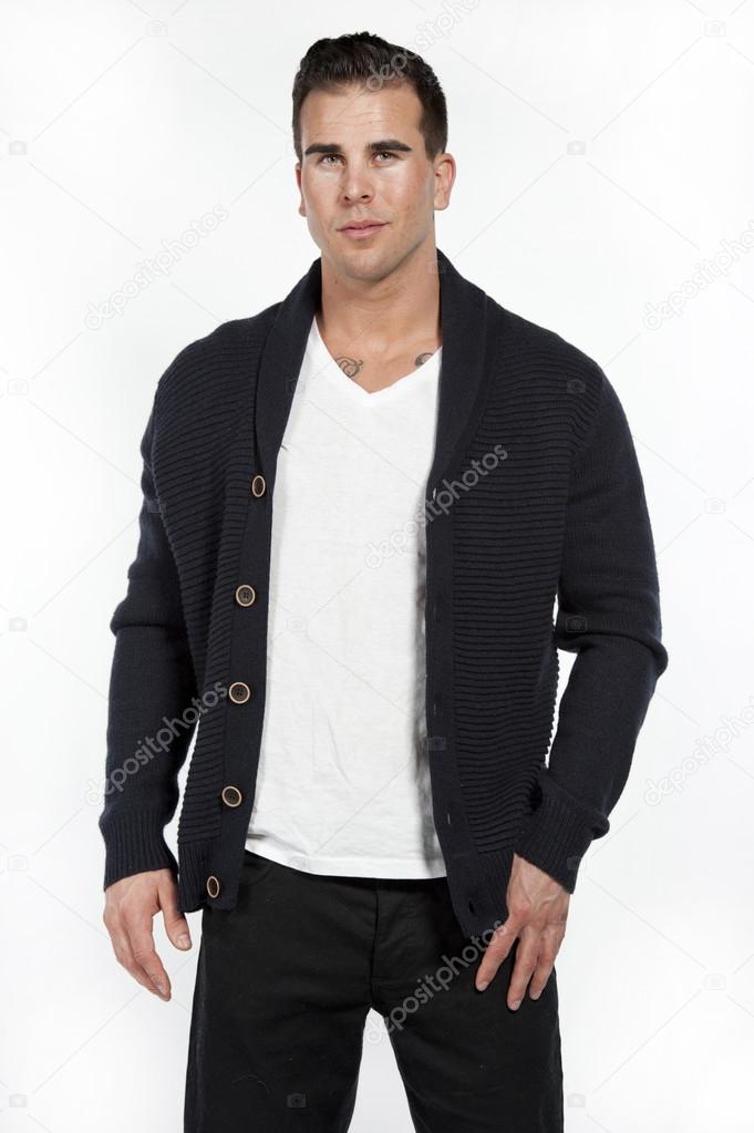 White Athletic Male in Sweater