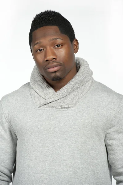 African American Male in Gray Sweater — Stok Foto