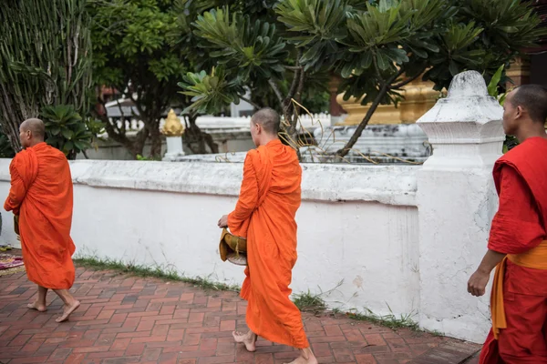 Монахи храма Ват Сиенг Тонг — стоковое фото