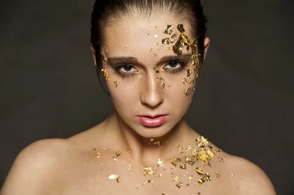 Gold Make-up Flocken — Stockfoto