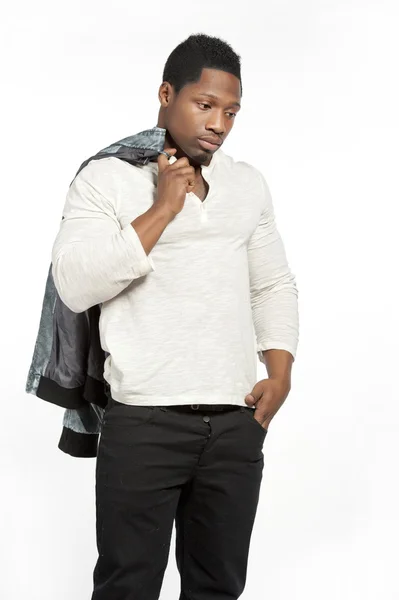 Black Male in Casual Lifestyle Outfit — Stock Photo, Image