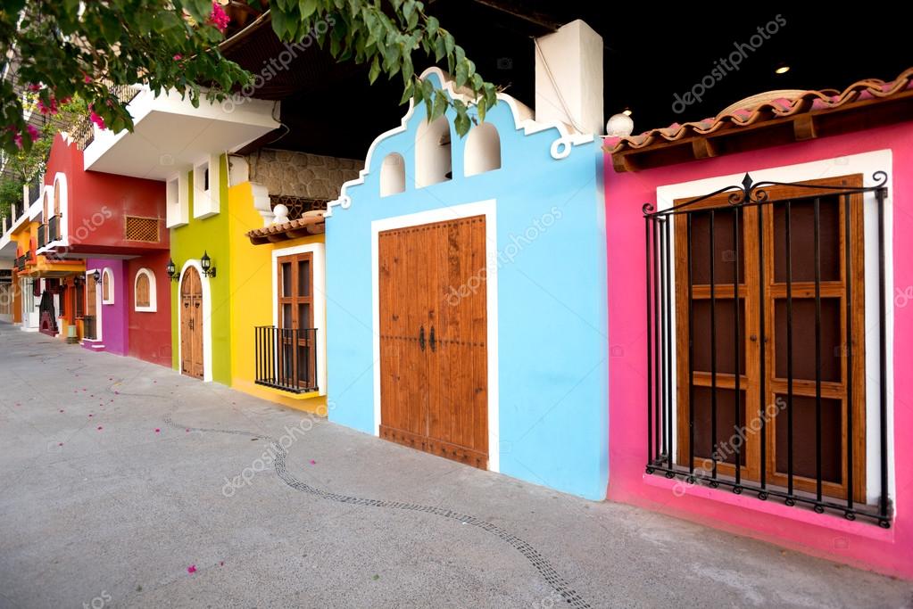 bright facades of traditional mexican architecture, puerto valla bright facades of traditional mexican architecture, puerto valla