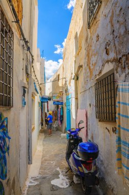Hammamet, Tunus - Eki 2014: 6 Ekim 2014 tarihinde Medine'nin dar sokak