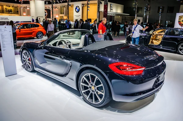 MOSCOW, RUSSIA - AUG 2012: PORSCHE BOXSTER S 981 presented as world premiere at the 16th MIAS (Moscow International Automobile Salon) on August 30, 2012 in Moscow, Russia — Zdjęcie stockowe