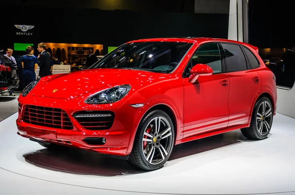MOSCOW, RUSSIA - AUG 2012: PORSCHE CAYENNE GTS 2 GENERATION presented as world premiere at the 16th MIAS (Moscow International Automobile Salon) on August 30, 2012 in Moscow, Russia Obraz Stockowy