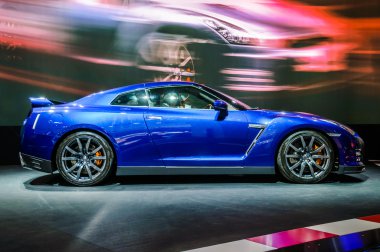 MOSCOW, RUSSIA - AUG 2012: NISSAN GT-R R35 presented as world premiere at the 16th MIAS Moscow International Automobile Salon on August 30, 2012 in Moscow, Russia