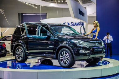 MOSCOW, RUSSIA - AUG 2012: SSANGYONG REXTON 3RD GENERATION presented as world premiere at the 16th MIAS Moscow International Automobile Salon on August 30, 2012 in Moscow, Russia