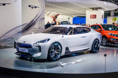 MOSCOW, RUSSIA - AUG 2012: KIA GT CONCEPT presented as world premiere at the 16th MIAS Moscow International Automobile Salon on August 30, 2012 in Moscow, Russia