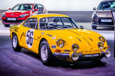 MOSCOW, RUSSIA - AUG 2012: RENAULT APLINE A110 BERLINETTE presented as world premiere at the 16th MIAS Moscow International Automobile Salon on August 30, 2012 in Moscow, Russia