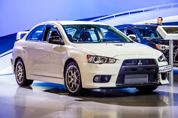 MOSCOW, RUSSIA - AUG 2012: MITSUBISHI LANCER EVOLUTION X presented as world premiere at the 16th MIAS Moscow International Automobile Salon on August 30, 2012 in Moscow, Russia Stock Kép