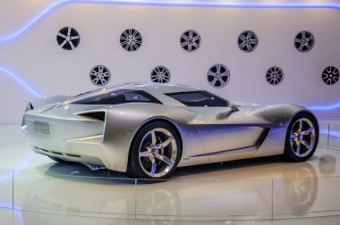 MOSCOW, RUSSIA - AUG 2012: CHEVROLET STINGRAY CONCEPT presented as world premiere at the 16th MIAS Moscow International Automobile Salon on August 30, 2012 in Moscow, Russia