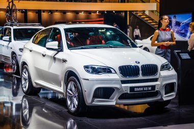 MOSCOW, RUSSIA - AUG 2012: BMW X6 M E71 presented as world premiere at the 16th MIAS Moscow International Automobile Salon on August 30, 2012 in Moscow, Russia